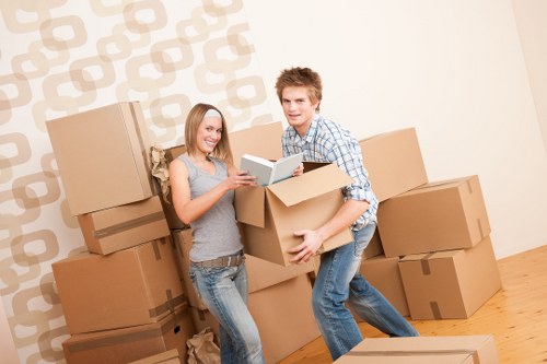 Moving boxes and household items prepared for transport in Catford